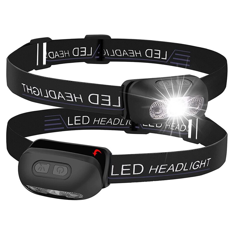 Rechargeable Headlight, 1000 Lumen Sensor Mini Headlight Flashlight, LED Running Headlight With 5 Modes, 2 Pack